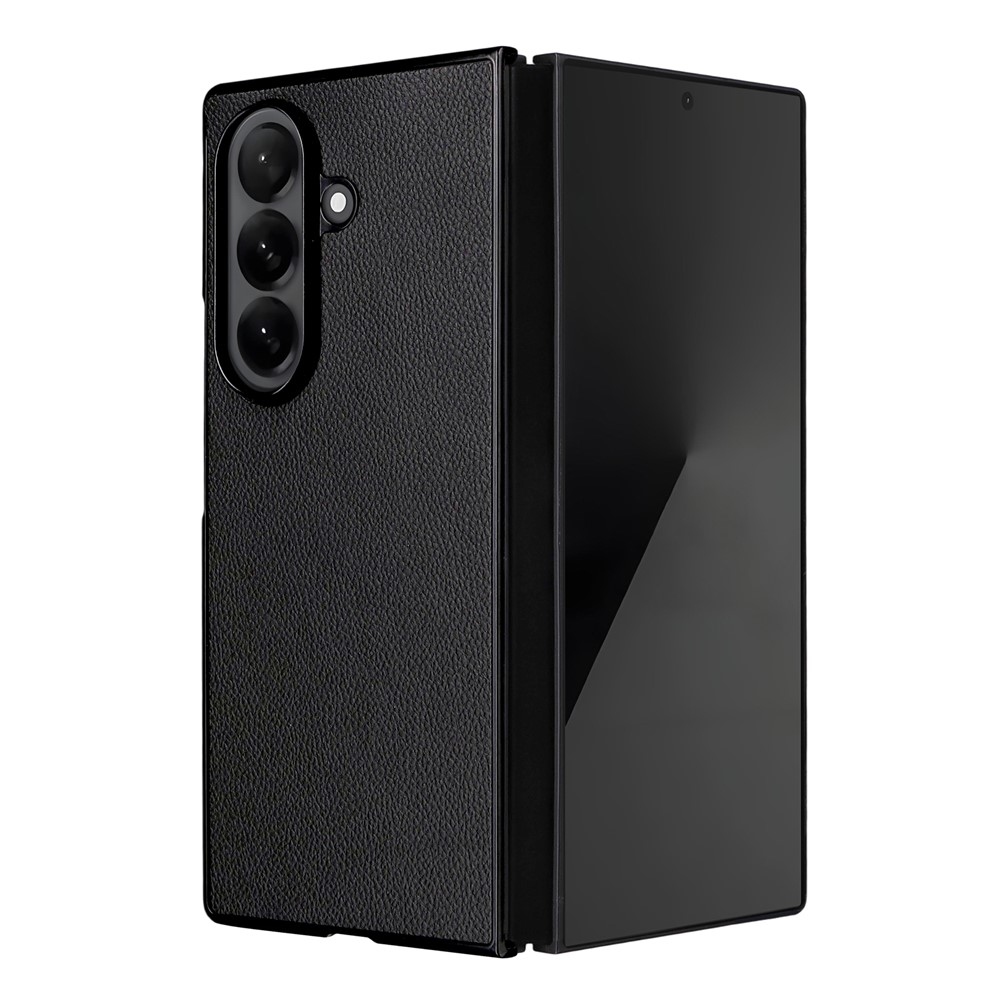 Műbőrrel borított műanyag tok Samsung Galaxy Z Fold7 5G - fekete