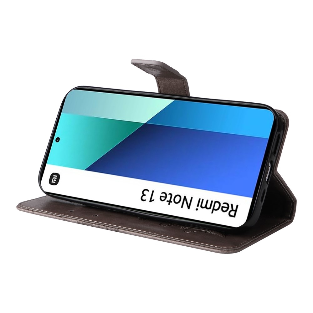 Nagy pillangó könyv tok Xiaomi Redmi Note 13-hoz - szürke