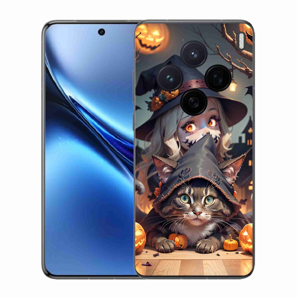 Zselés borítás mmCase a Vivo X200 5G-hez - boszorkány macskával