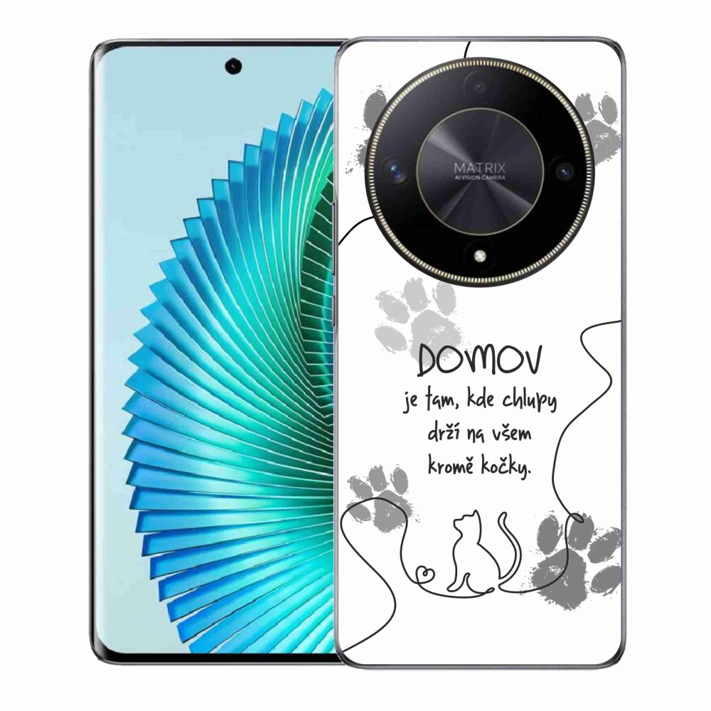 Gél borítás mmCase a Honor Magic 6 Lite 5G készülékhez - macska motívum fehér háttérrel