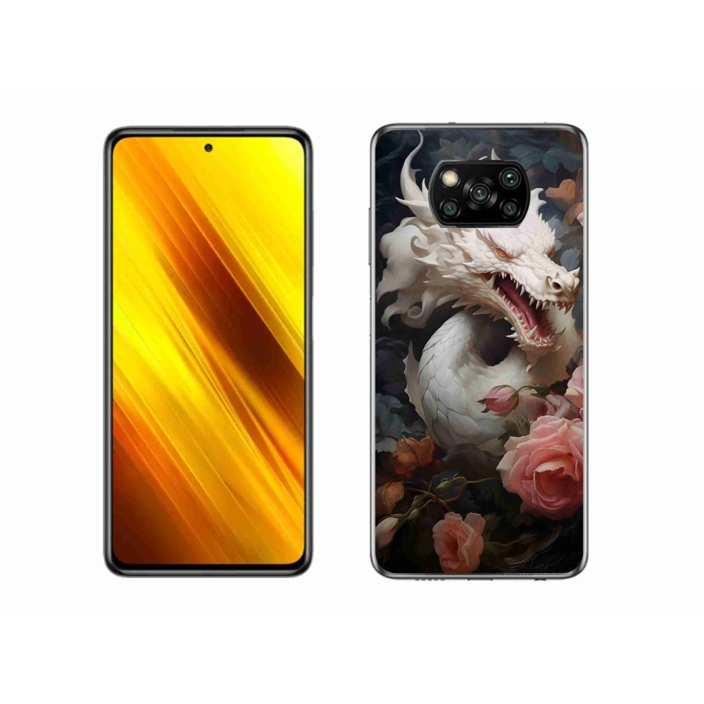 Gél borítás mmCase a Xiaomi Poco X3 Pro számára - fehér sárkány