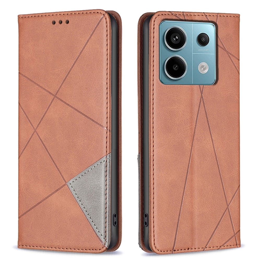 Háromszög alakú könyv tok Xiaomi Redmi Note 13 Pro 4G/Poco M6 Pro - barna