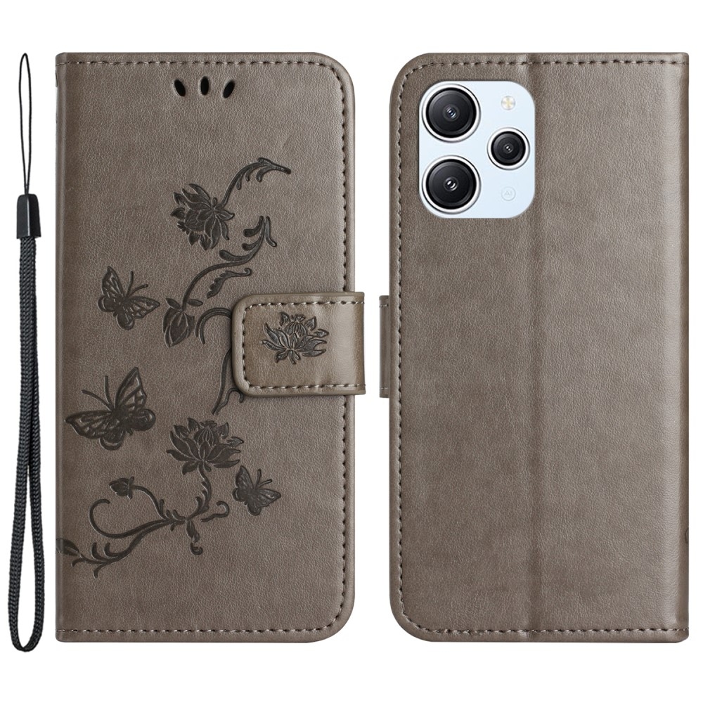 Virágos könyv tok a Xiaomi Redmi 12 4G/5G készülékhez - szürke