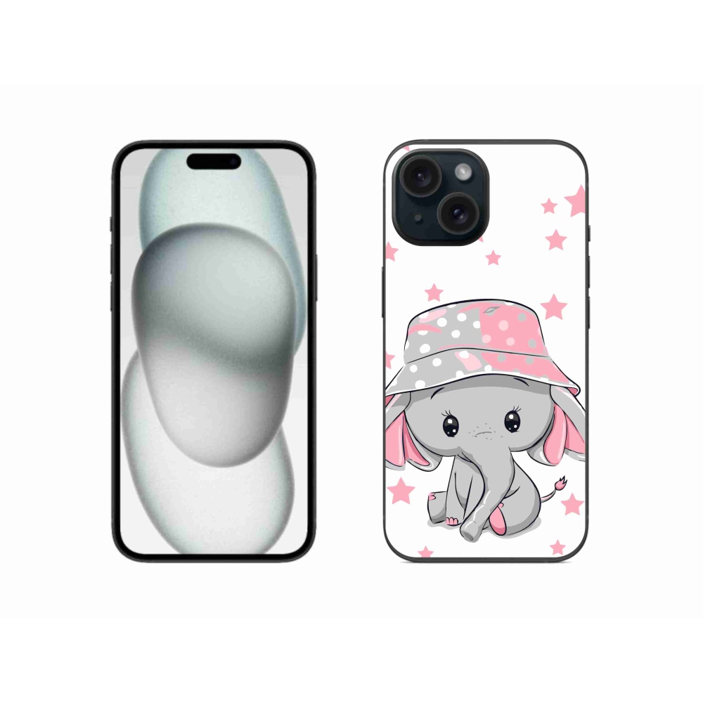 Zselés borítás mmCase iPhone 15 készülékhez - rózsaszín elefánt