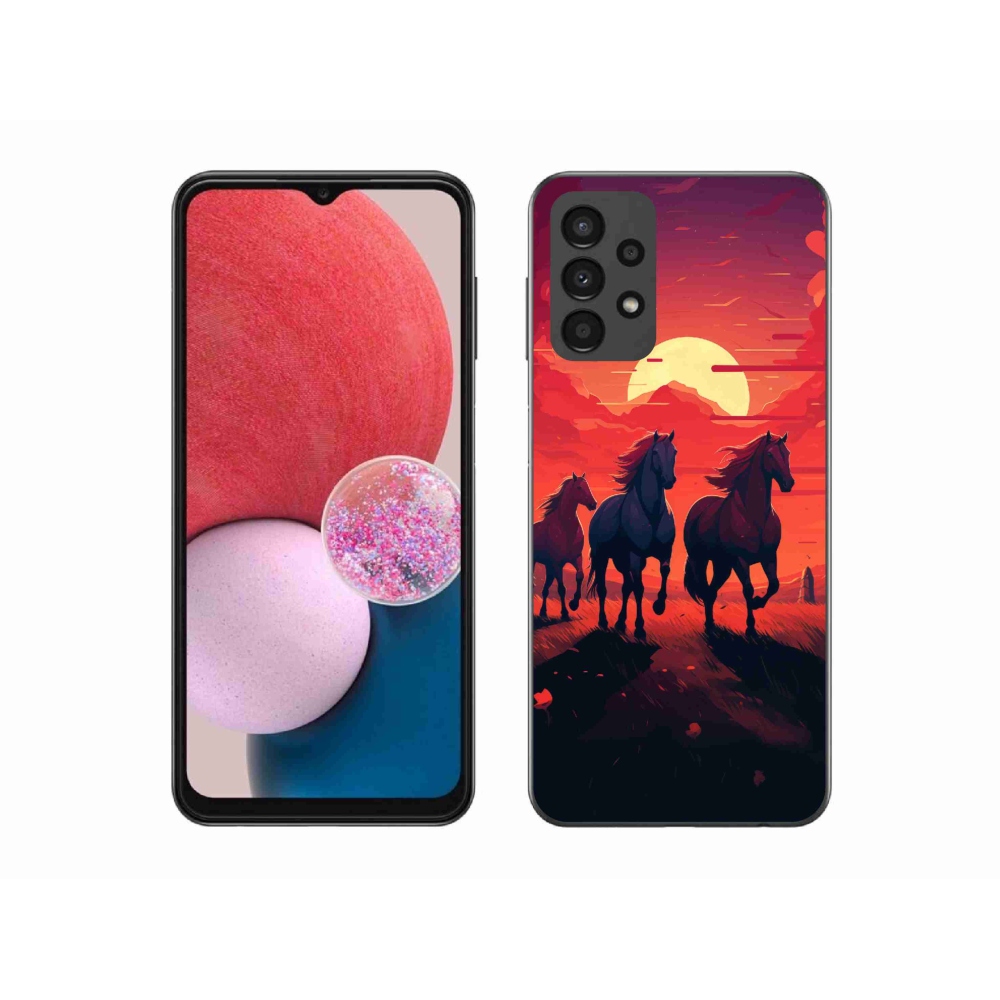 Gél borítás mmCase Samsung Galaxy A13 4G - lovak és naplemente