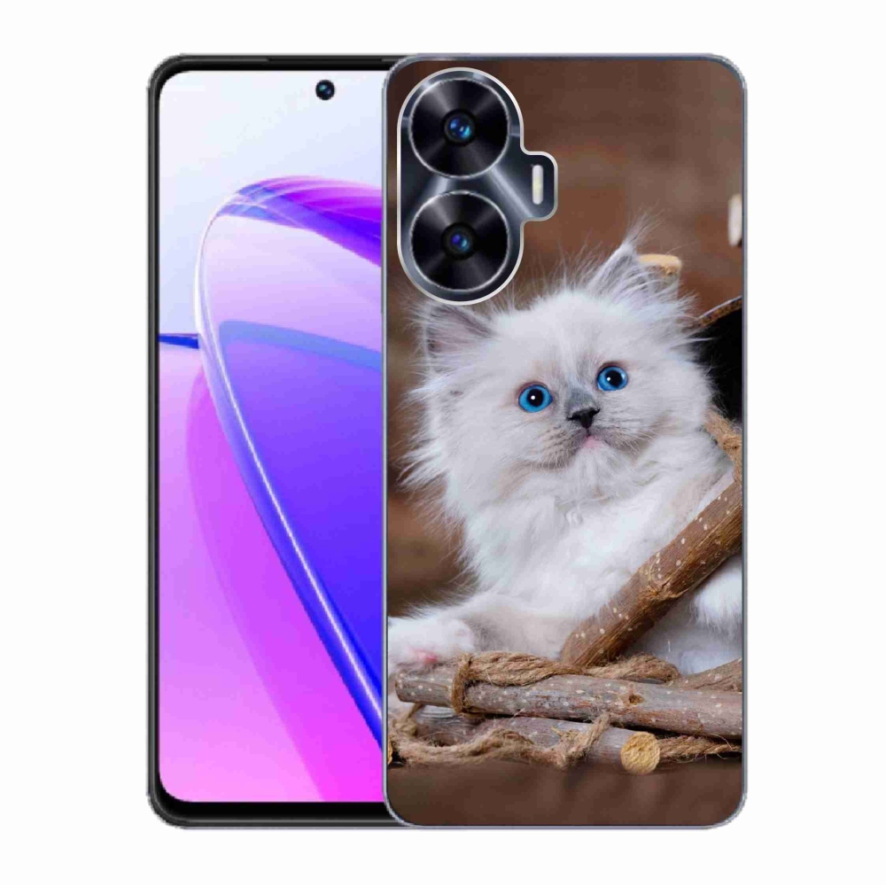 Gél borítás mmCase a Realme C55 készülékhez - fehér cica