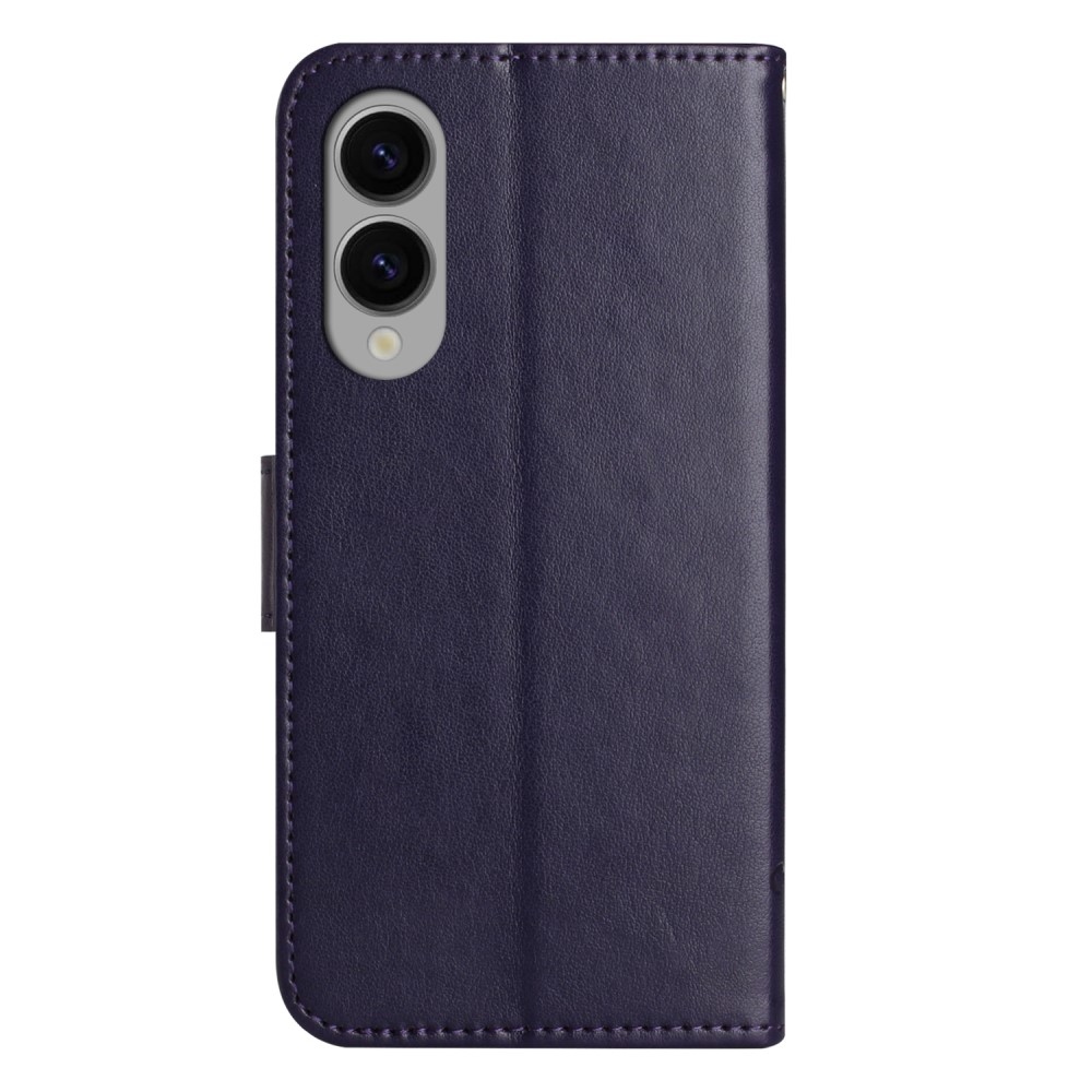 Virágos könyv tok Samsung Galaxy S25 Edge készülékhez - sötét lila