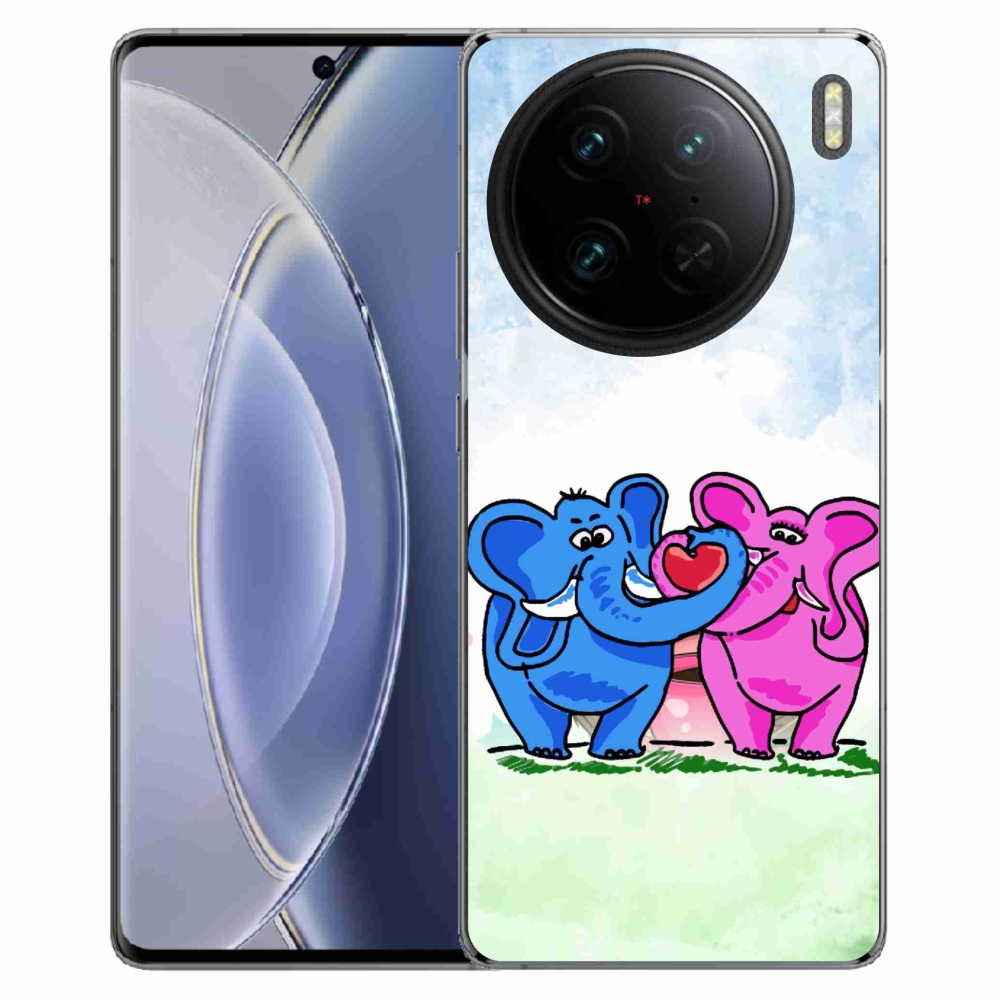 Gél borítás mmCase a Vivo X90 Pro számára - szerelmes elefántok