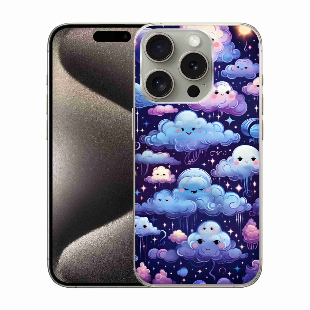 Gél védőburkolat mmCase iPhone 15 Pro készülékhez - felhők