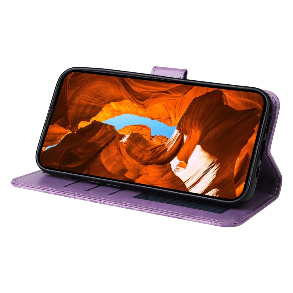 Napraforgó könyv tok a Xiaomi Poco X7 Pro 5G-hez - lila