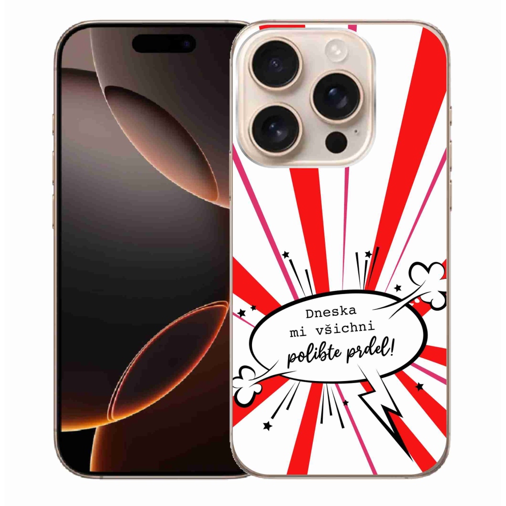 Gél borítás mmCase iPhone 16 Pro Max készülékhez - vicces szöveg 15 fehér háttér