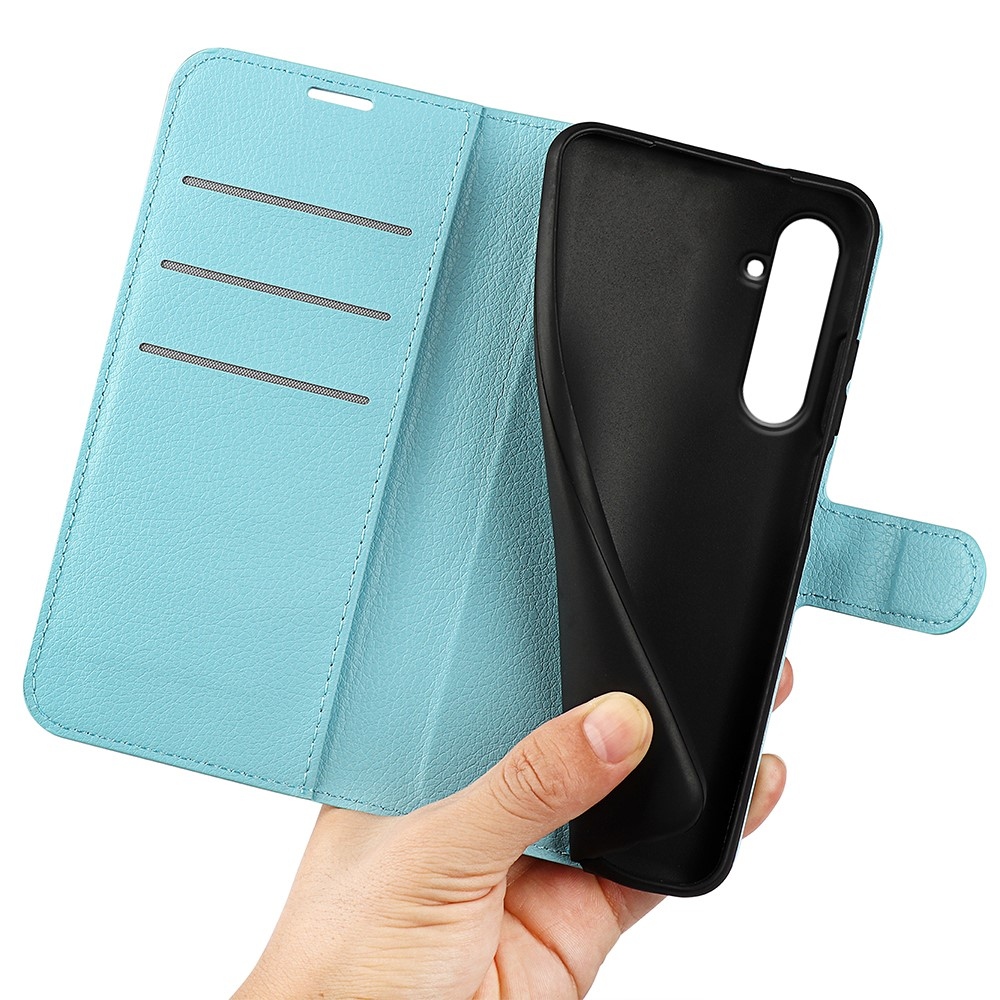 Litchi könyv tok Samsung Galaxy A55 5G - kék