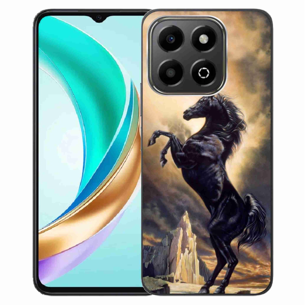 Zselés borítás mmCase a Honor X6b készülékhez - fekete rajzfilm ló