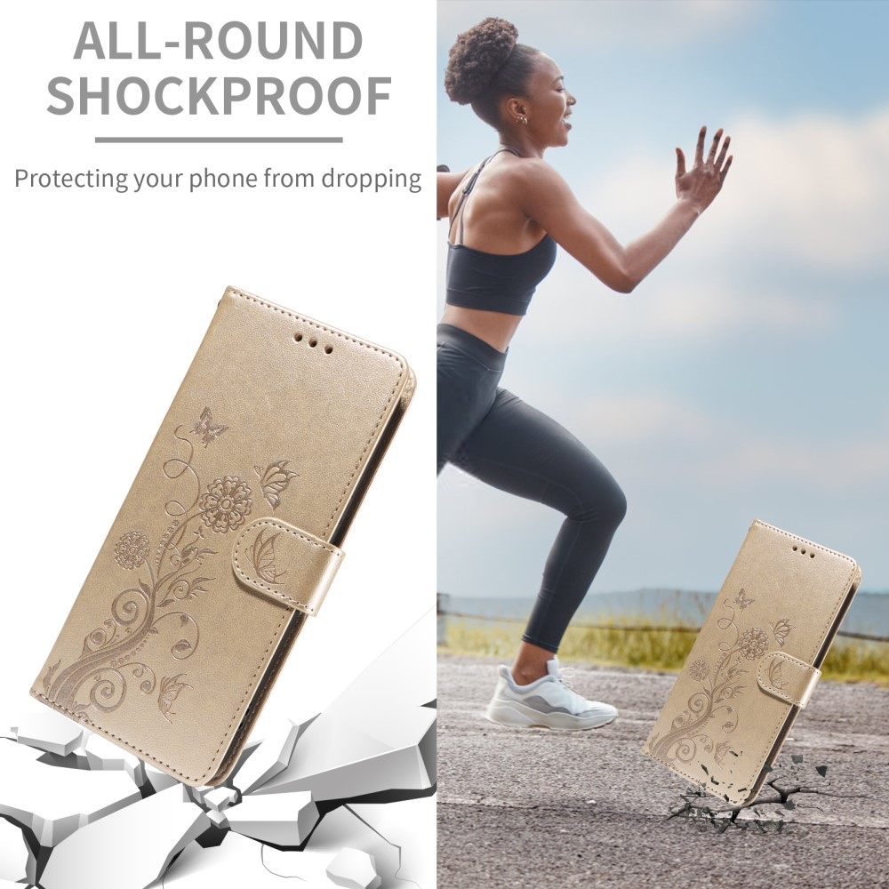 Virágos könyv tok Xiaomi Redmi A5 (173.45x79.35x8.45mm) - arany színű