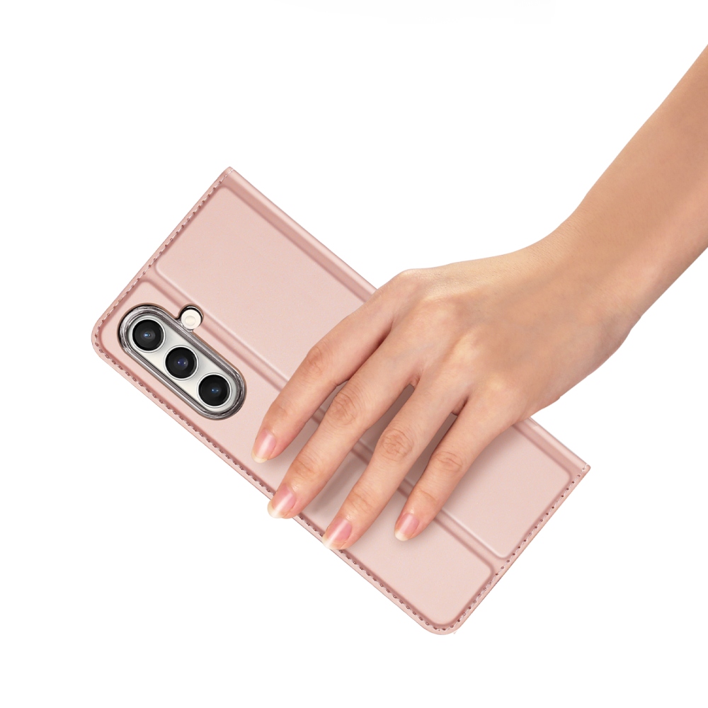 DUX könyvtáska Samsung Galaxy S25 FE készülékhez - rózsaarany