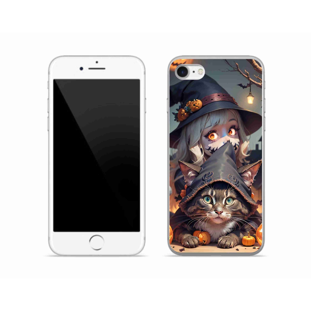 Zselés borítás mmCase iPhone SE (2022) - boszorkány macskával
