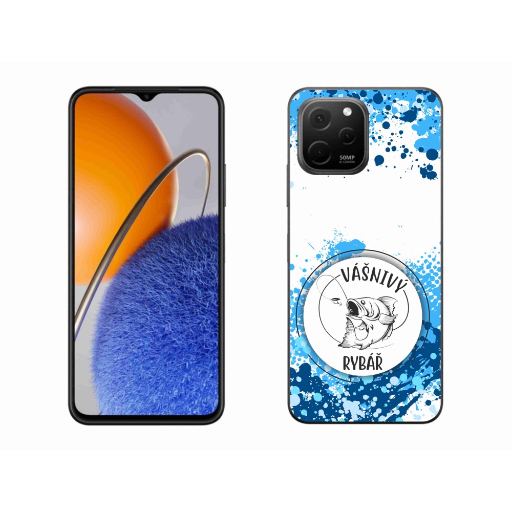 Gél borító mmCase a Huawei Nova Y61 készülékhez - szenvedélyes halász fehér háttérrel