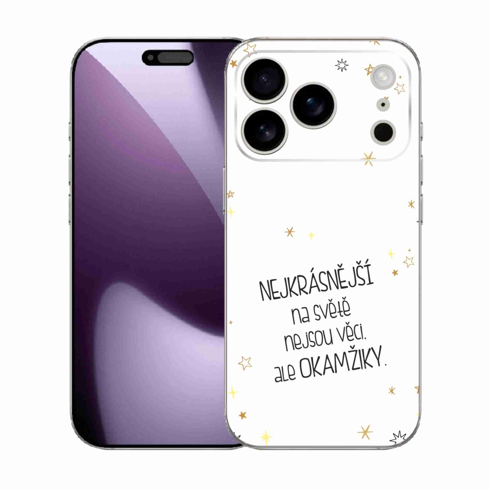 Zselés borítás mmCase iPhone 17 Pro készülékhez - idézet 4 fehér háttér