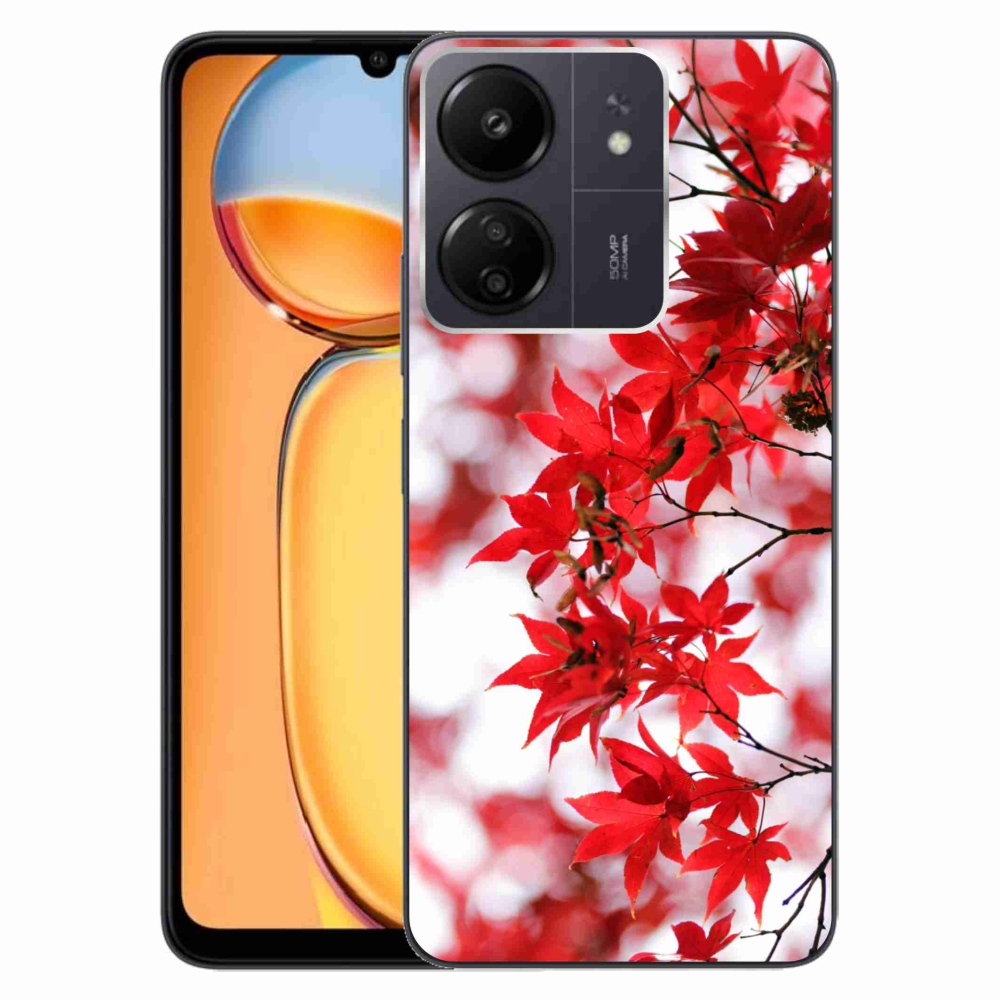 Gél borítás mmCase a Xiaomi Poco C65/Redmi 13C-hez - piros levelek