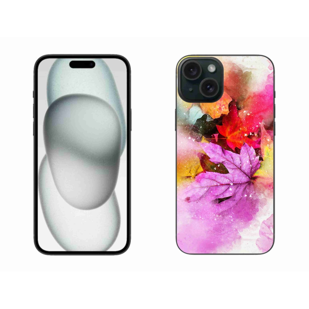 Zselés borítás mmCase iPhone 15 Plus készülékhez - színes levelek