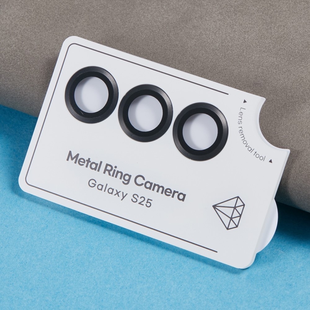 Fém kamera lencse üveg Samsung Galaxy S25+ (különálló üveg) - fekete