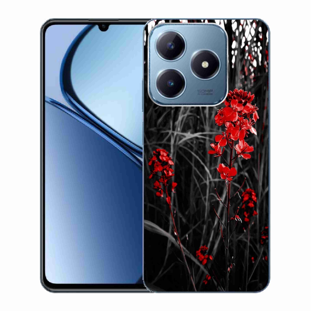 Zselés borító mmCase a Realme C63 készülékhez - piros növény