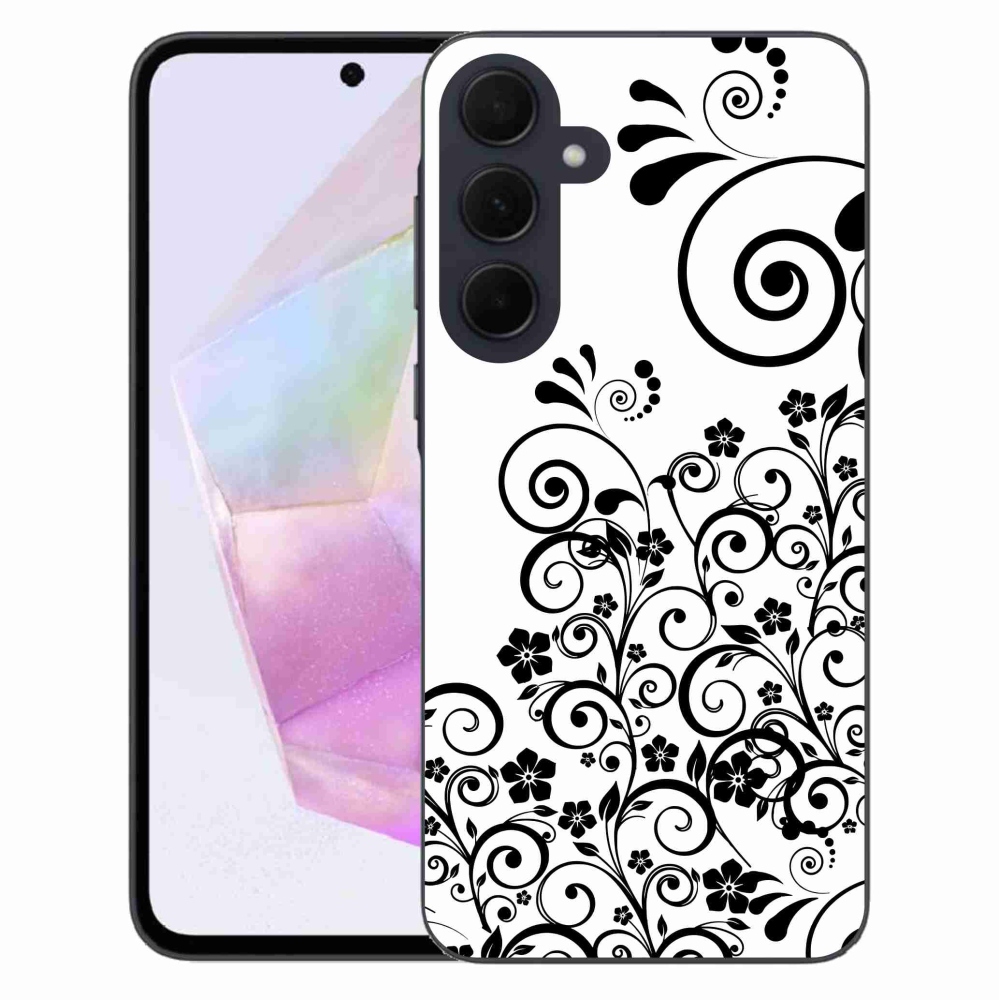 Gél borítás mmCase Samsung Galaxy A35 5G - fekete-fehér virágminták