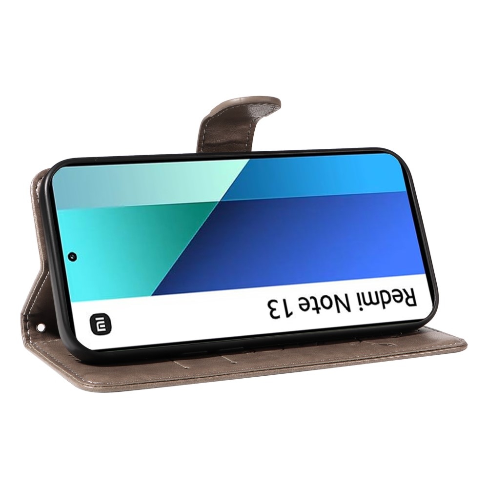 Virágos könyv tok Xiaomi Redmi Note 13-hoz - szürke