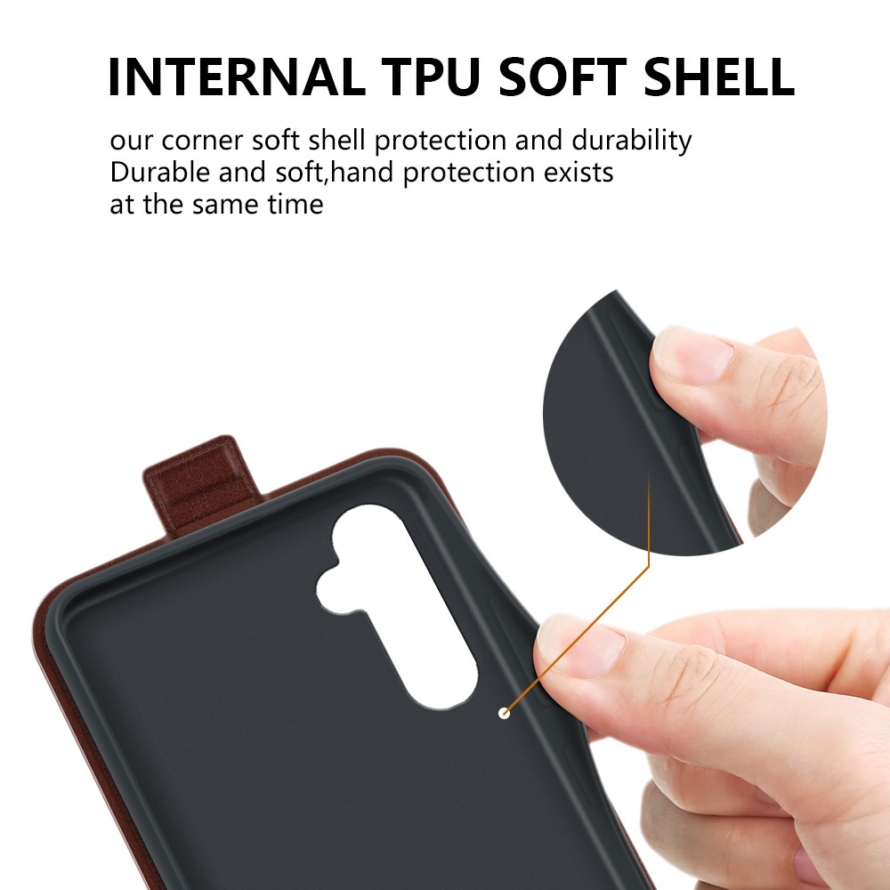 Függőleges könyvtáska Samsung Galaxy A25 5G készülékhez - barna