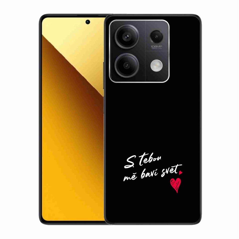 Gél borító mmCase a Xiaomi Redmi Note 13 5G - szerelem szöveg 1 fekete háttérrel