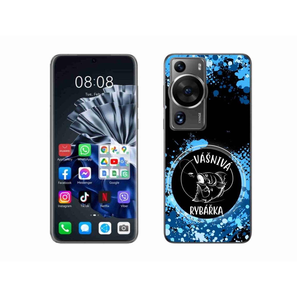 Gél borítás mmCase a Huawei P60 Pro számára - szenvedélyes halásznő fekete háttérrel