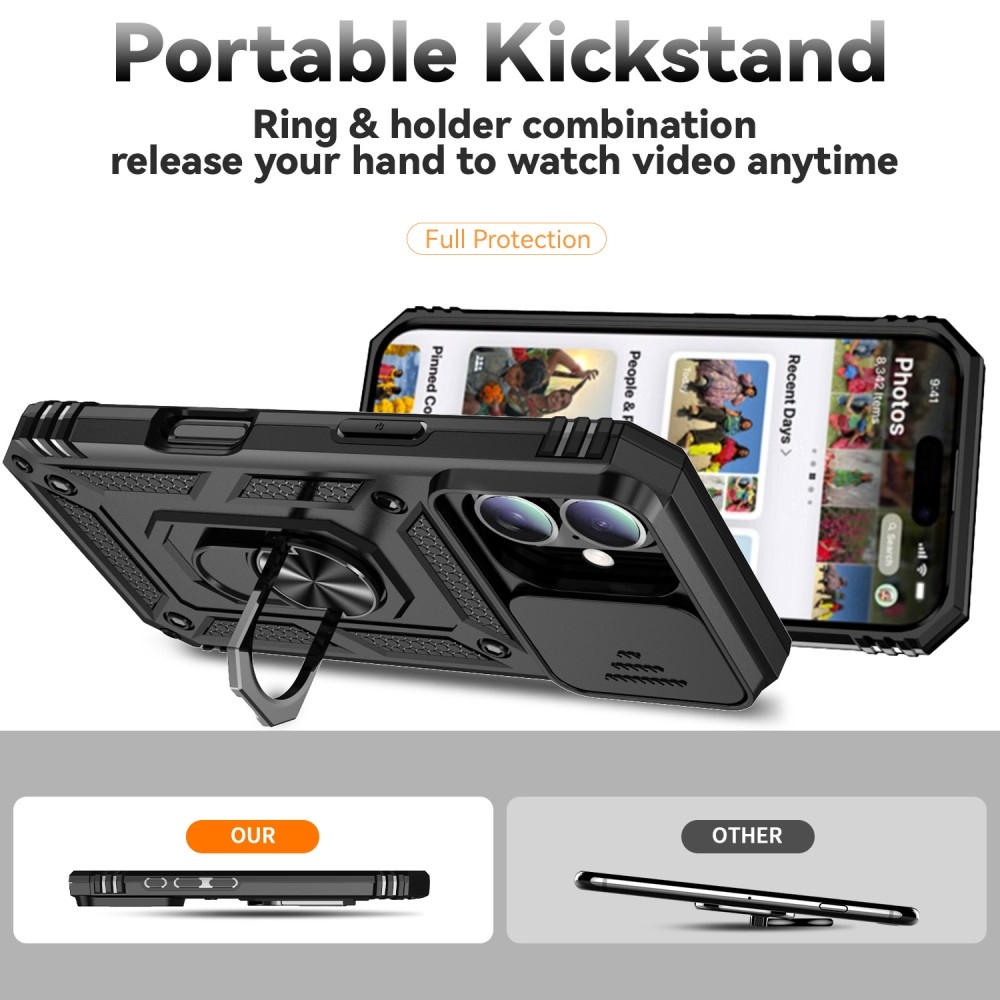 Tartós csúszásbiztos borítás iPhone 16 készülékhez - fekete