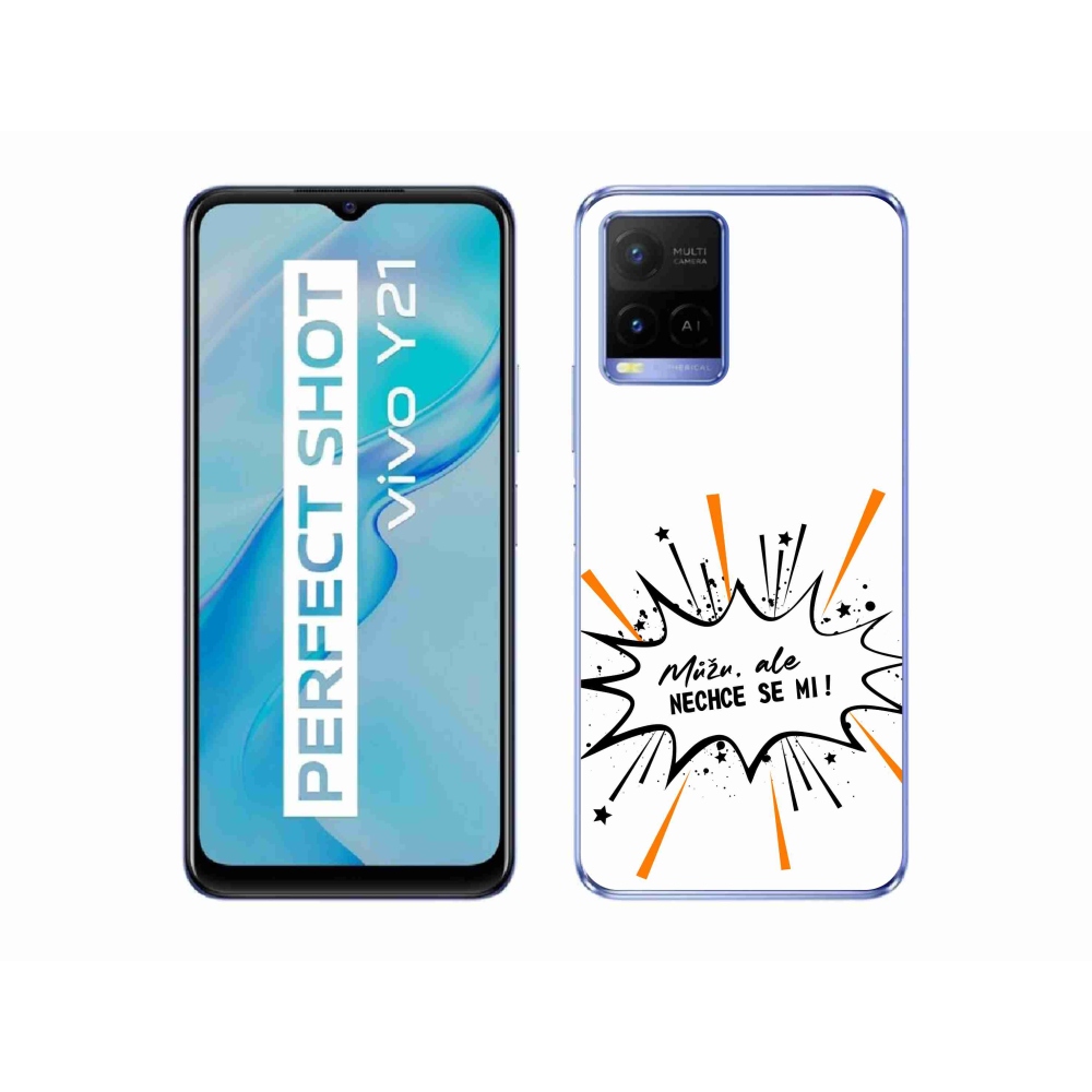 Gél borító mmCase a Vivo Y21/Y21s/Y33s készülékhez - vicces szöveg 11 fehér háttér