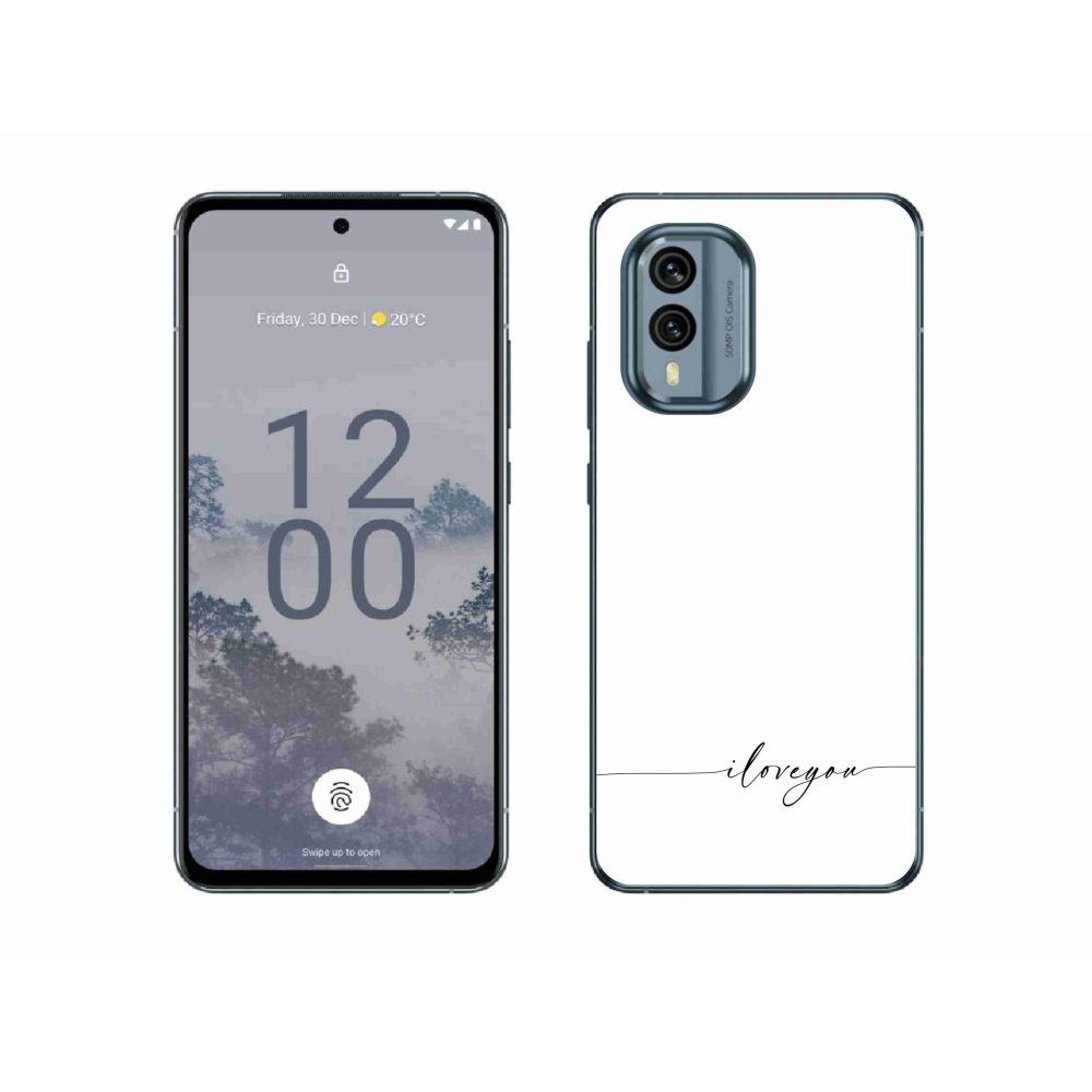 Zselés borítás mmCase a Nokia X30 5G készülékhez - I love you fehér háttérrel