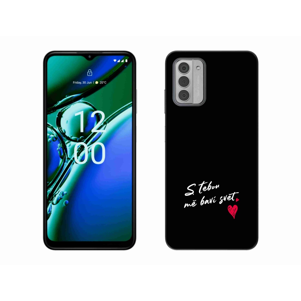 Zselés borító mmCase a Nokia G42 készülékhez - szerelmes szöveg 1 fekete háttér