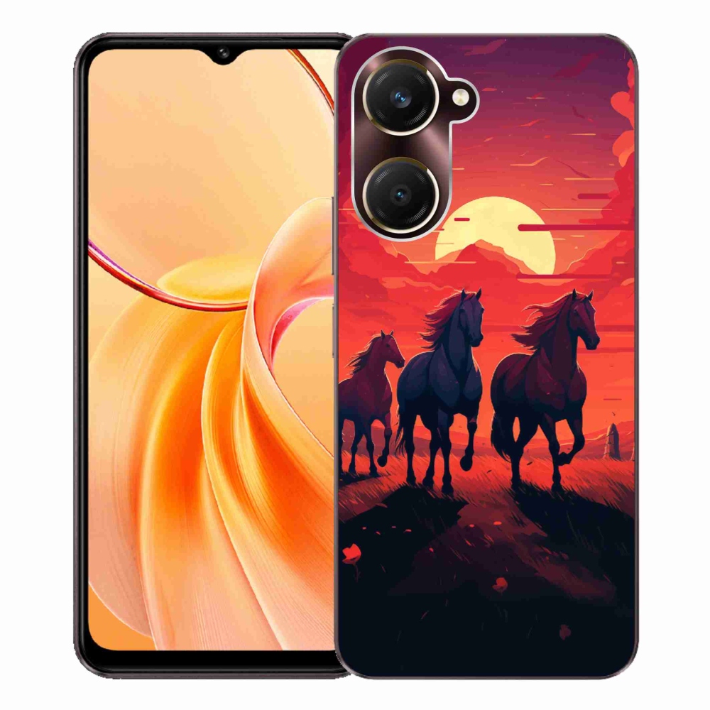Gél borító mmCase a Vivo Y28s 5G-hez - lovak és naplemente