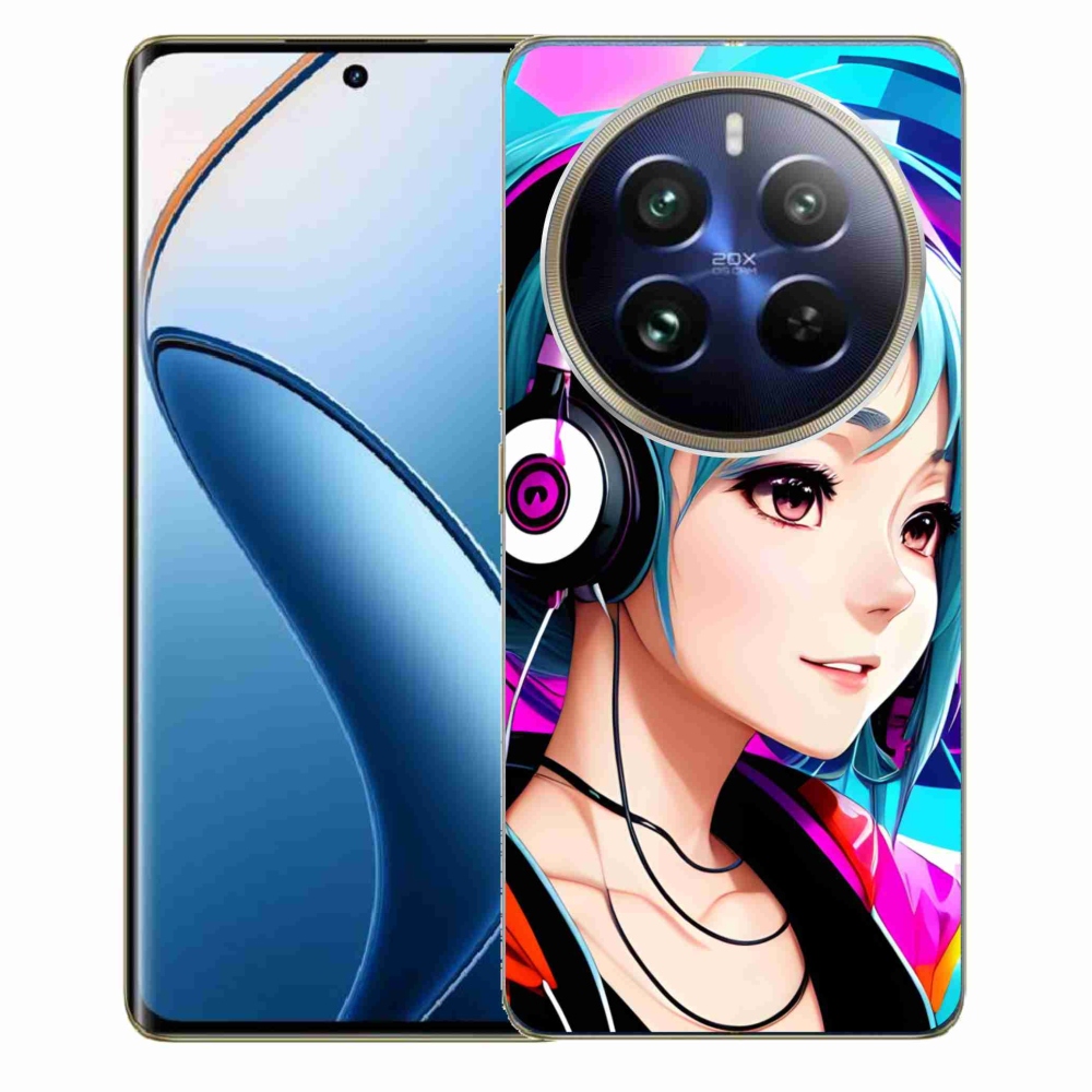 Gél borítás mmCase a Realme 12 Pro 5G/12 Pro+ 5G - lány fejhallgatóval