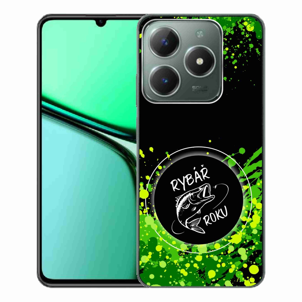 Zselés borító mmCase a Realme C61 készülékhez - Az év horgásza fekete háttérrel