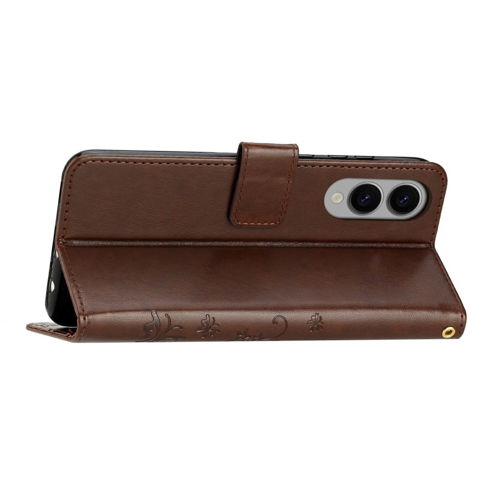 Virágok könyv tok Samsung Galaxy S25 Edge készülékhez - barna