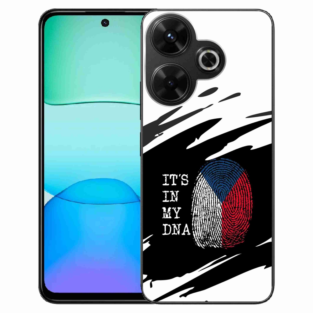 Gél borító mmCase a Xiaomi Redmi 13 4G/Poco M6 4G - zászlós ujjlenyomat fekete és fehér háttérrel