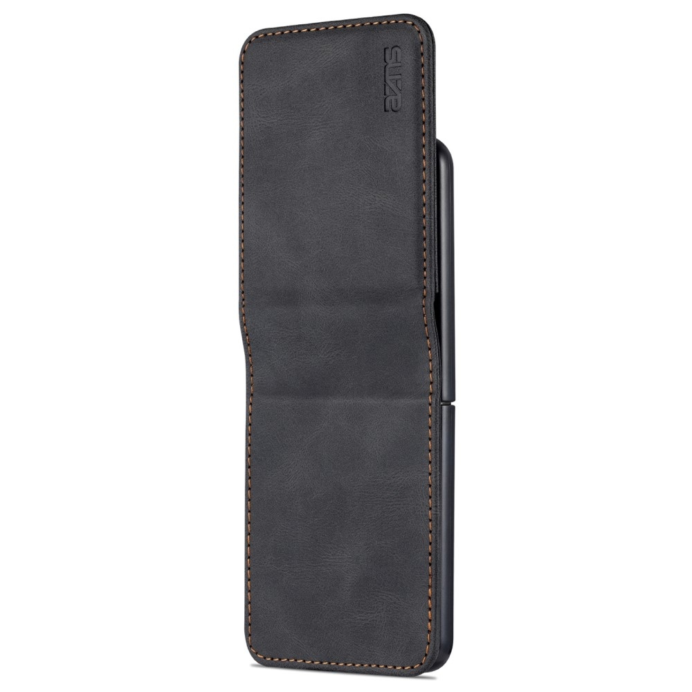 AZNS műanyag borítás PU bőrrel Samsung Galaxy Z Flip5 5G - fekete