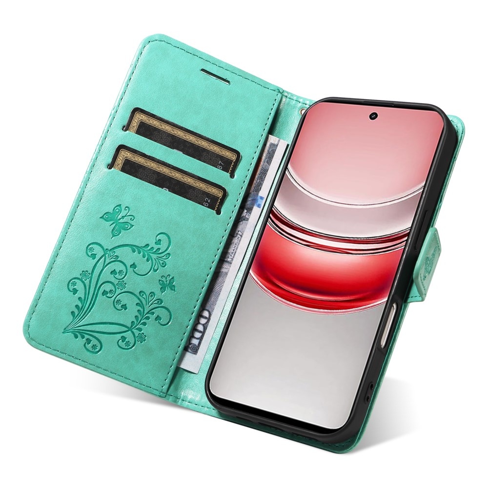 Nagy pillangó könyvtáska a Realme C75 készülékhez - teal színű