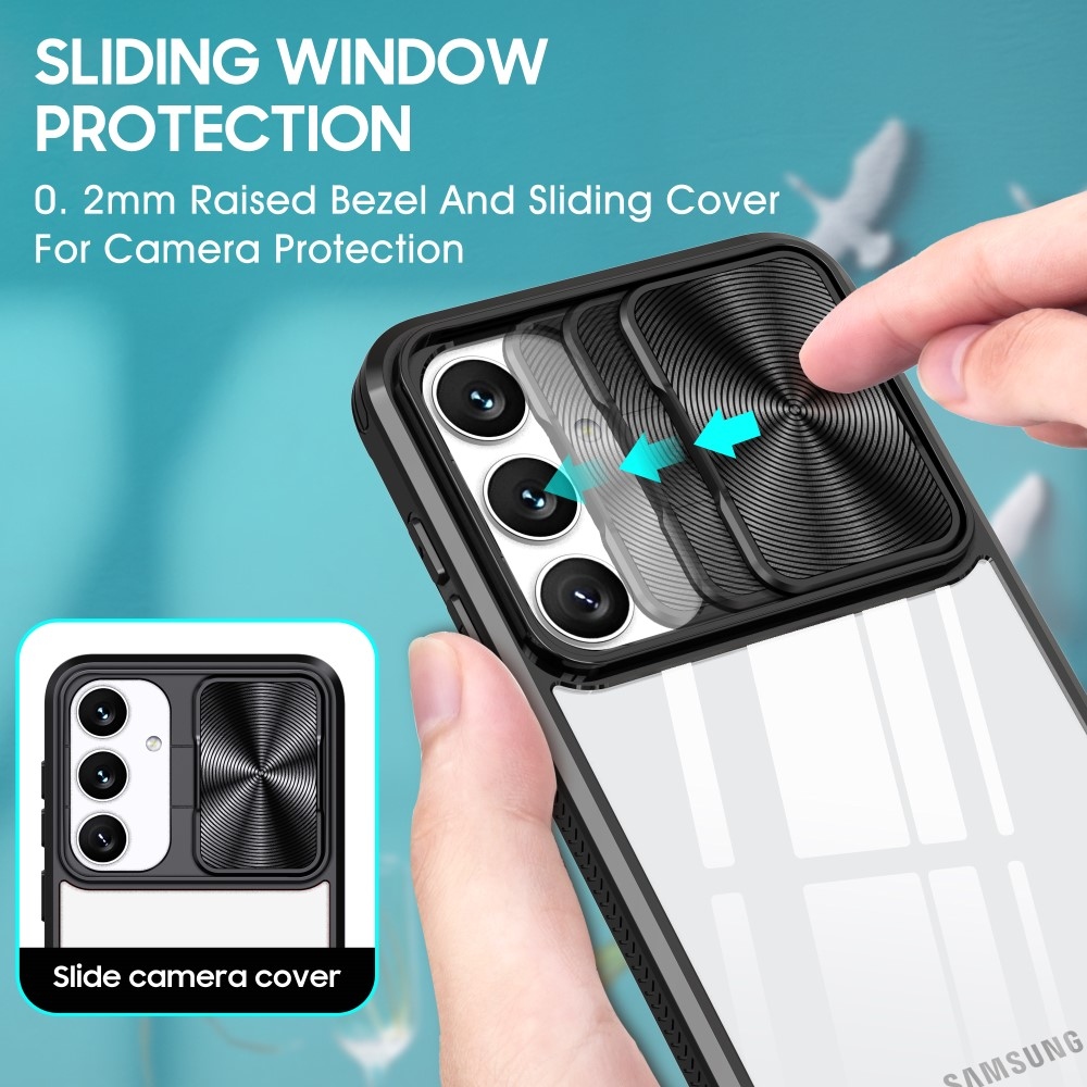 Tartós hátlapi borítás kamerafedéllel Samsung Galaxy S25+ készülékhez - fekete