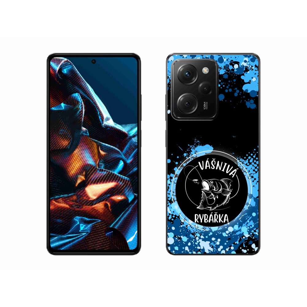 Gél borító mmCase a Xiaomi Poco X5 Pro 5G számára - szenvedélyes halász fekete háttérrel