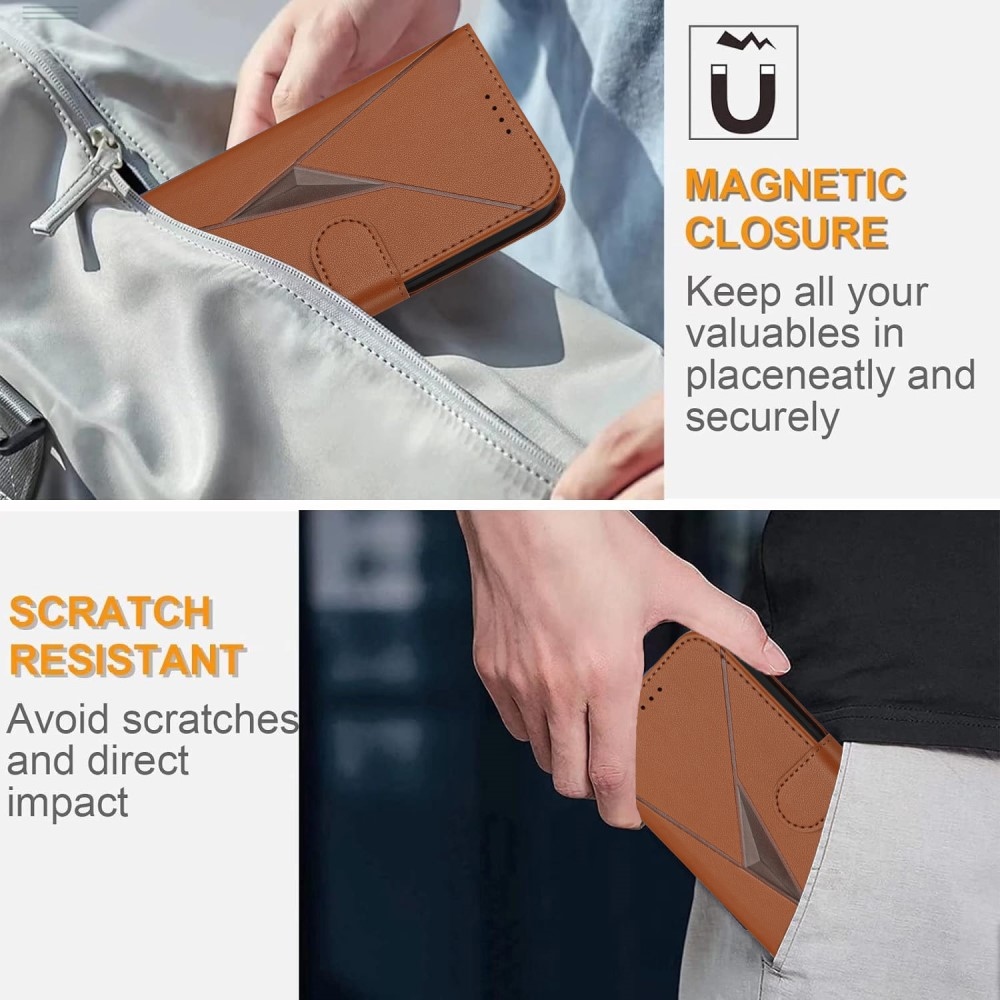 Háromszögek könyvtáska a Realme 14 5G készülékhez - barna