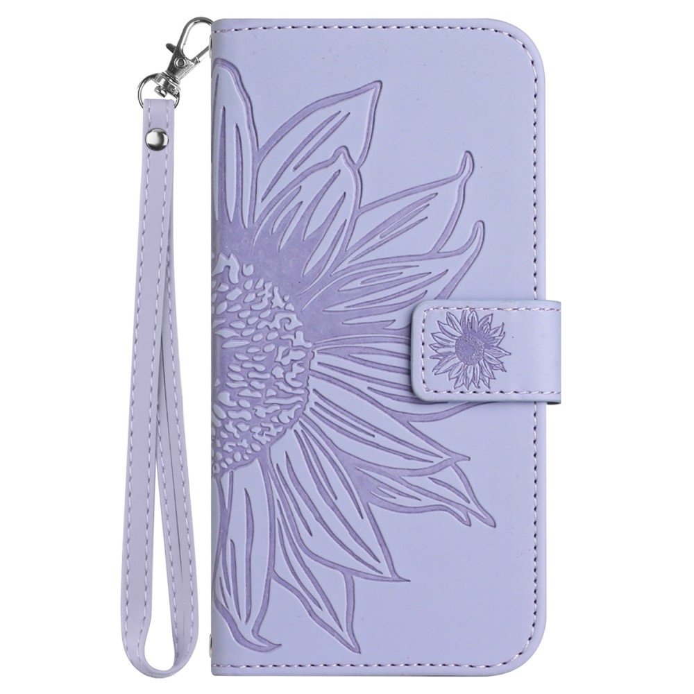 Napraforgó könyv tok Xiaomi Redmi Note 14 Pro-hoz - világos lila