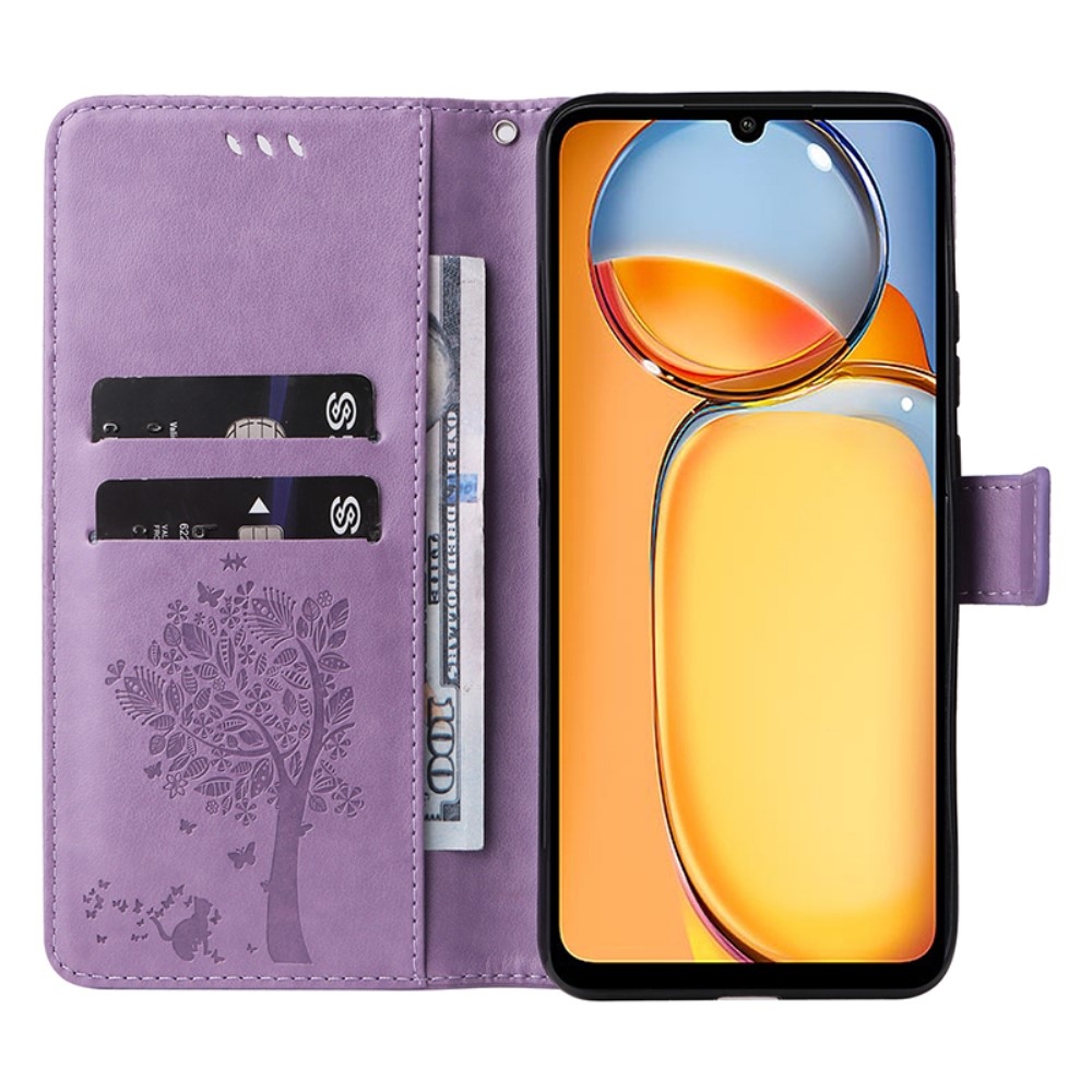 Fák könyvtáska Xiaomi Poco C65/Redmi 13C - világos lila