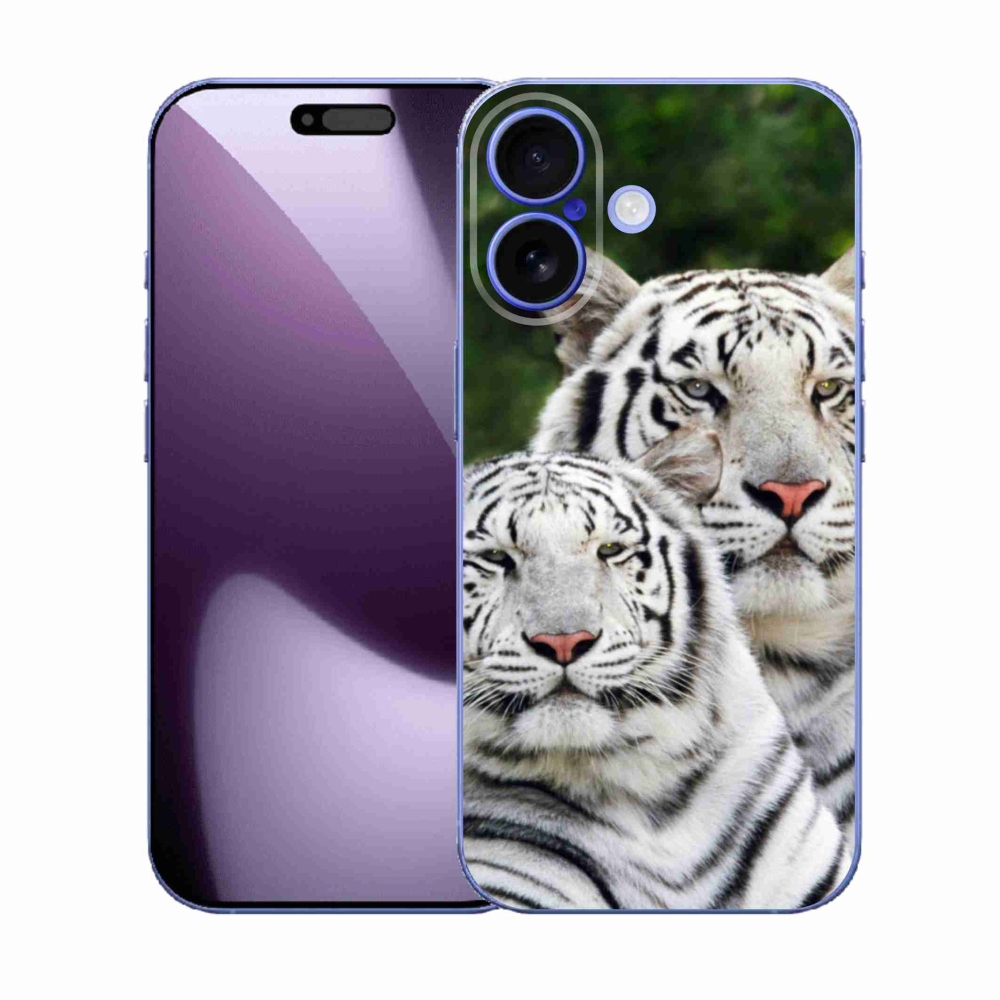 Gél borítás mmCase iPhone 17 készülékhez - fehér tigrisek