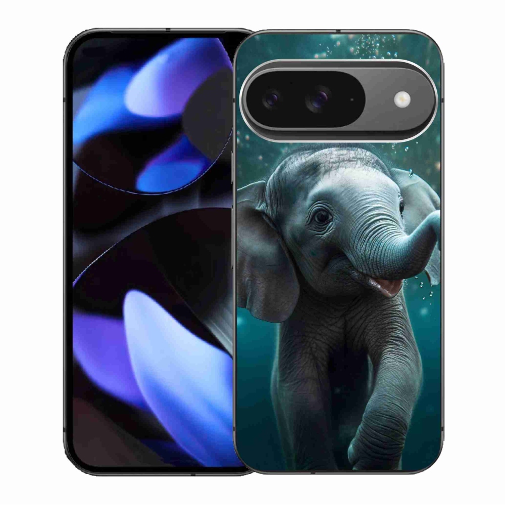 Zselés borítás mmCase a Google Pixel 9/9 Pro számára - elefánt a víz alatt