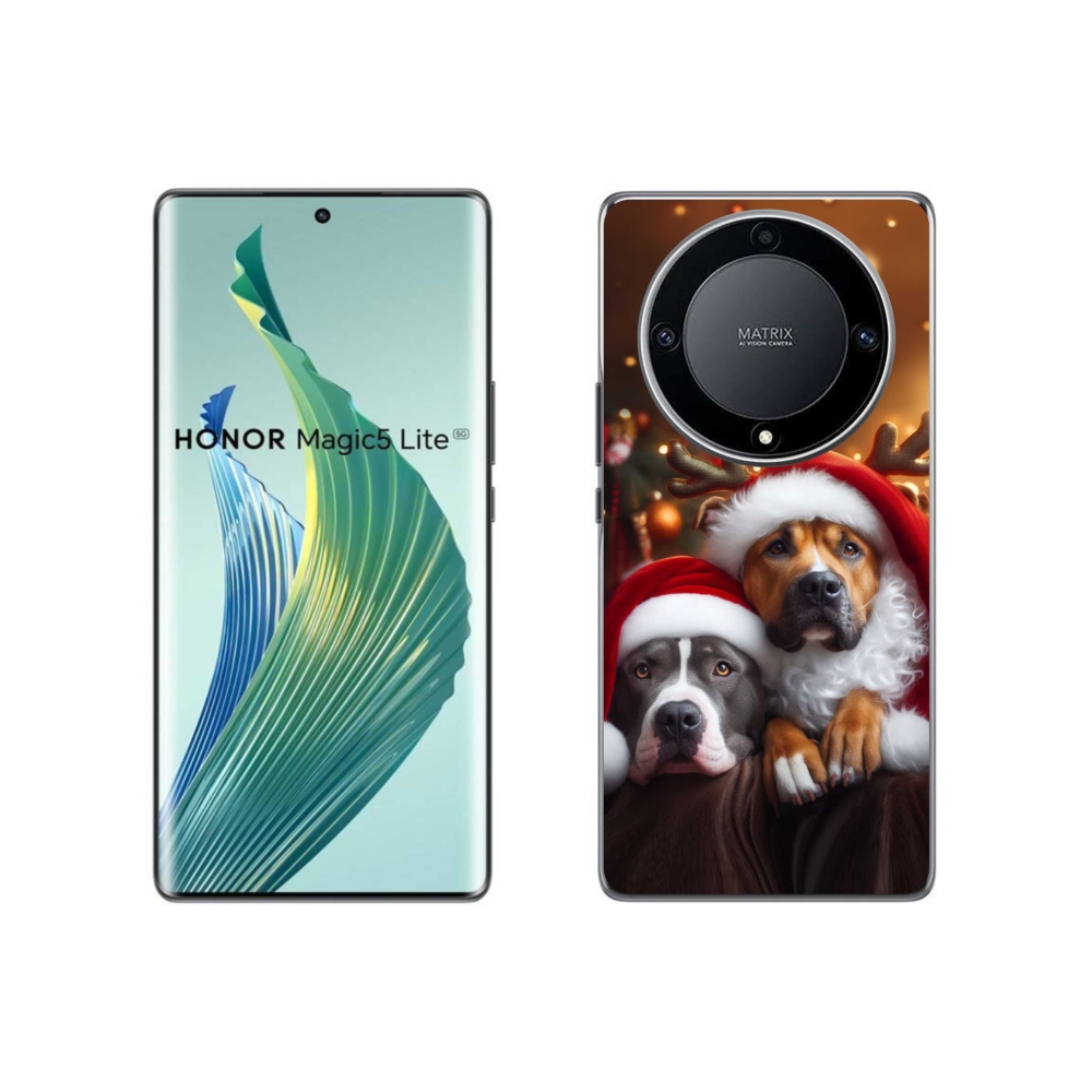 Gél borítás mmCase a Honor Magic 5 Lite 5G számára - Karácsonyi kutyák